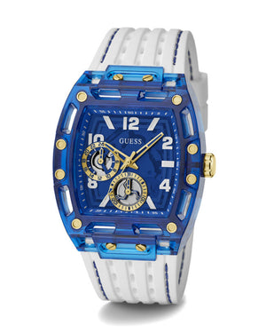 Guess Phoenix Analog Blue Dial White Silicone Strap Watch For Men - GE0499G6 Authentic Buy Shop Now