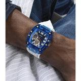 Guess Phoenix Analog Blue Dial White Silicone Strap Watch For Men - GE0499G6 Authentic Buy Shop Now