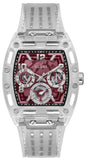 Guess Phoenix Quartz Burgundy Dial Transparent Silicone Strap Watch For Men - GW0499G9 Authentic Buy Shop Now