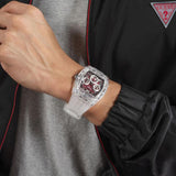Guess Phoenix Quartz Burgundy Dial Transparent Silicone Strap Watch For Men - GW0499G9 Authentic Buy Shop Now