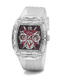 Guess Phoenix Quartz Burgundy Dial Transparent Silicone Strap Watch For Men - GW0499G9 Authentic Buy Shop Now