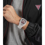Guess Phoenix Quartz Burgundy Dial Transparent Silicone Strap Watch For Men - GW0499G9 Authentic Buy Shop Now