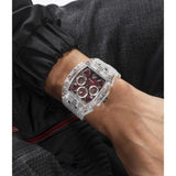 Guess Phoenix Quartz Burgundy Dial Transparent Silicone Strap Watch For Men - GW0499G9 Authentic Buy Shop Now