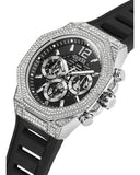 Guess Momentum Chronograph Crystals Black Dial Black Silicone Strap Watch For Men - GW0518G1 Authentic Buy Shop Now