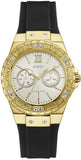 Guess Limelight Crystals Silver Dial Black Rubber Strap Watch For Women - GW0519L1 Authentic Buy Shop Now