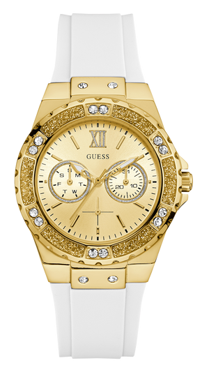 Guess Multifunction Gold Dial White Rubber Strap Watch for Women - GW0519L2 Authentic Buy Shop Now