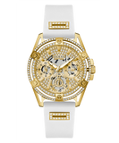 Guess Queen Quartz Gold Dial White Silicone Strap Watch For Women - GW0536L2 Authentic Buy Shop Now
