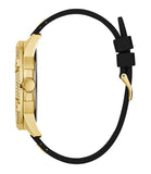 Guess King Quartz Crystals Gold Dial Black Silicone Strap Watch For Men - GW0537G2 Authentic Buy Shop Now