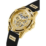 Guess King Quartz Crystals Gold Dial Black Silicone Strap Watch For Men - GW0537G2 Authentic Buy Shop Now