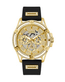 Guess King Quartz Crystals Gold Dial Black Silicone Strap Watch For Men - GW0537G2 Authentic Buy Shop Now