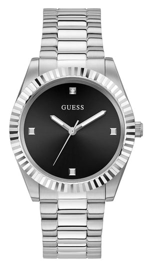 Guess Connoisseur Analog Black Dial Silver Steel Strap Watch For Men - GW0542G1 Authentic Buy Shop Now