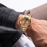Guess Connoisseur Analog Gold Dial Gold Steel Strap Watch For Men - GW0542G2 Authentic Buy Shop Now