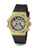 Guess Fusion Chronograph Black Dial Black Leather Strap Watch For Women - GW0553L4 Authentic Buy Shop Now