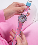 Guess Fusion Chronograph Pink Dial Pink Leather Strap Watch for Women - GW0553L5 Authentic Buy Shop Now