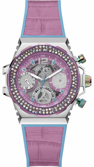 Guess Fusion Chronograph Pink Dial Pink Leather Strap Watch for Women - GW0553L5 Authentic Buy Shop Now