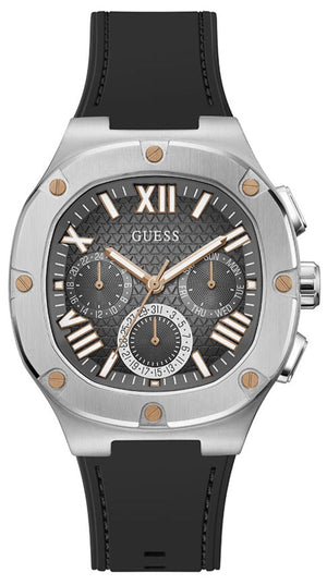 Guess Headline Chronograph Grey Dial Black Rubber Strap Watch for Men - GW0571G1 Authentic Buy Shop Now