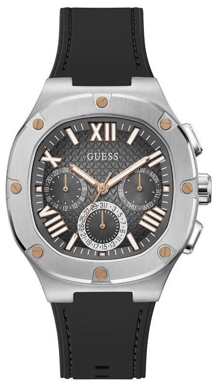 Guess Headline Chronograph Grey Dial Black Rubber Strap Watch for Men - GW0571G1 Authentic Buy Shop Now