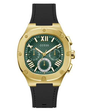 Guess Headliner Multifunction Green Dial Black Silicone Strap Watch For Men - GW0571G3 Authentic Buy Shop Now