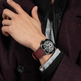 Guess Headline Multifunction Grey Dial Burgundy Silicone Strap Watch For Men - GW0571G4 Authentic Buy Shop Now