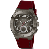 Guess Headline Multifunction Grey Dial Burgundy Silicone Strap Watch For Men - GW0571G4 Authentic Buy Shop Now