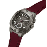 Guess Headline Multifunction Grey Dial Burgundy Silicone Strap Watch For Men - GW0571G4 Authentic Buy Shop Now