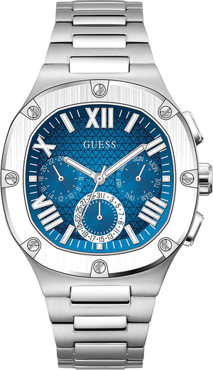 Guess Headliner Multifunction Blue Dial Silver Steel Strap Watch For Men - GW0572G1 Authentic Buy Shop Now