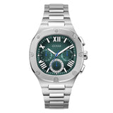 Guess Headline Quartz Green Dial Silver Steel Strap Watch For Men - GW0572G6 Authentic Buy Shop Now