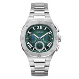 Guess Headline Quartz Green Dial Silver Steel Strap Watch For Men - GW0572G6 Authentic Buy Shop Now