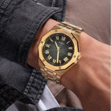 Guess Asset Quartz Green Dial Gold Steel Strap Watch For Men - GW0575G2 Authentic Buy Shop Now
