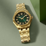 Guess Asset Quartz Green Dial Gold Steel Strap Watch For Men - GW0575G2 Authentic Buy Shop Now