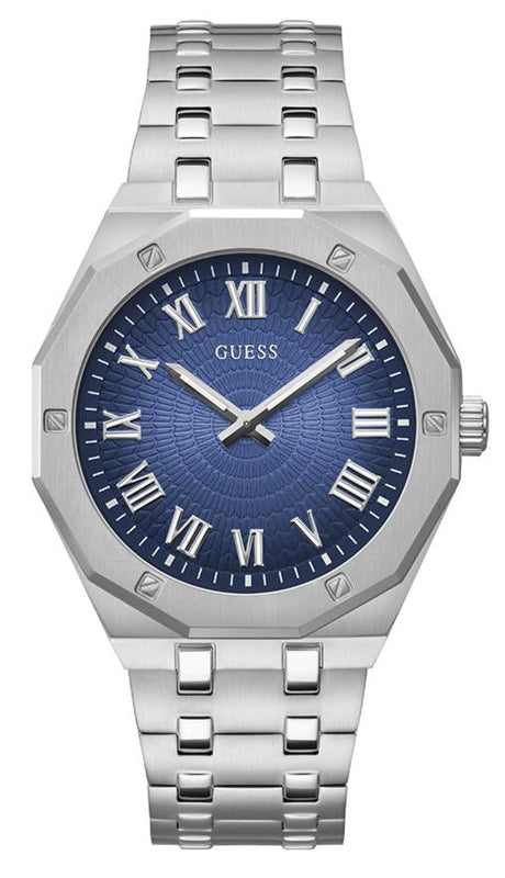 Guess Asset Quartz Blue Dial Silver Steel Strap Watch For Men - GW0575G4 Authentic Buy Shop Now