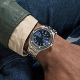 Guess Asset Quartz Blue Dial Silver Steel Strap Watch For Men - GW0575G4 Authentic Buy Shop Now