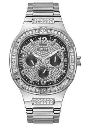 Guess Duke Glitz Black Dial Silver Steel Strap Watch For Men - GW0576G1 Authentic Buy Shop Now