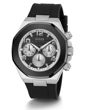 Guess Empire Chronograph Black Dial Black Silicon Strap Watch For Men - GW0583G1 Authentic Buy Shop Now