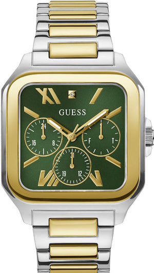 Guess Dress Chronograph Multifunction Green Dial Two Tone Steel Strap Watch For Men - GW0631G1 Authentic Buy Shop Now