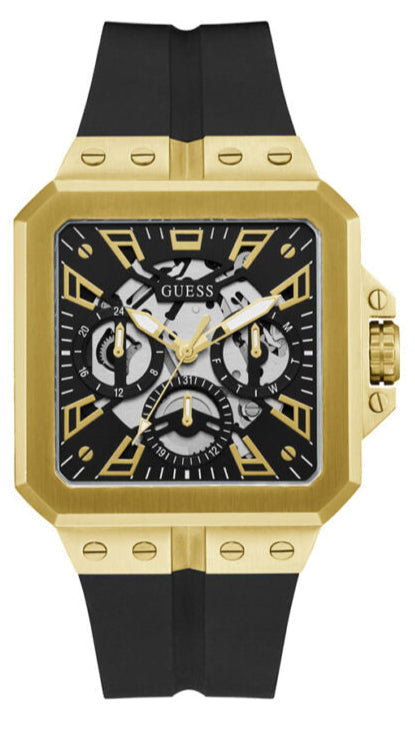 Guess Leo Multifunction Black Dial Black Silicone Strap Watch For Men - GW0637G2 Authentic Buy Shop Now