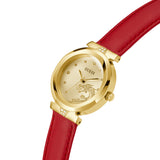 Guess Trend Dragon Gold Dial Red Leather Strap Watch For Women - GW0646L1 Authentic Buy Shop Now
