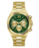 Guess Equity Analog Green Dial Gold Steel Strap Watch For Men - GW0703G2 Authentic Buy Shop Now