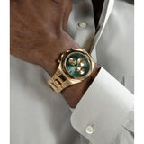 Guess Equity Analog Green Dial Gold Steel Strap Watch For Men - GW0703G2 Authentic Buy Shop Now