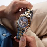 Guess Equity Analog Blue Dial Two Tone Steel Strap Watch For Men - GW0703G3 Authentic Buy Shop Now