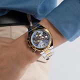 Guess Equity Analog Blue Dial Two Tone Steel Strap Watch For Men - GW0703G3 Authentic Buy Shop Now