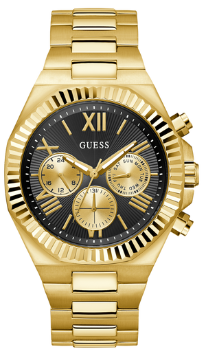 Guess Equity Multifunction Black Dial Gold Steel Strap Watch For Men - GW0703G5 Authentic Buy Shop Now