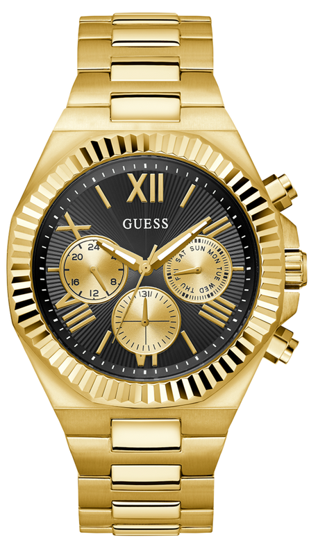 Guess Equity Multifunction Black Dial Gold Steel Strap Watch For Men - GW0703G5 Authentic Buy Shop Now