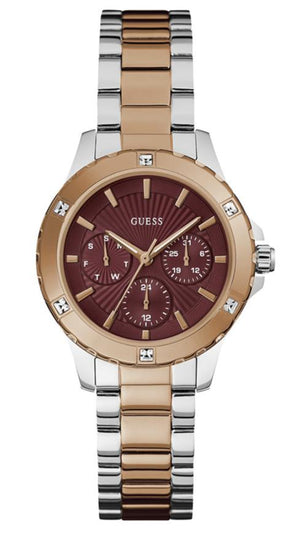 Guess Mist Analog Maroon Dial Two Tone Steel Strap Watch For Women - GW0723L2 Authentic Buy Shop Now
