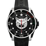 Gucci Dive Feline Black Dial Black Rubber Strap Watch For Men - YA136323 Authentic Buy Shop Now