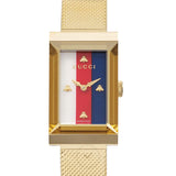 Gucci G-Frame Mother of Pearl Dial Yellow Gold Mesh Bracelet Watch For Women - YA147410 Authentic Buy Shop Now