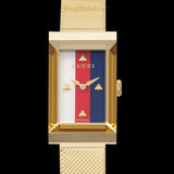Gucci G-Frame Mother of Pearl Dial Yellow Gold Mesh Bracelet Watch For Women - YA147410 Authentic Buy Shop Now
