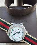 Gucci G Timeless White Dial Two Tone Nylon Strap Watch For Men - YA126231 Authentic Buy Shop Now