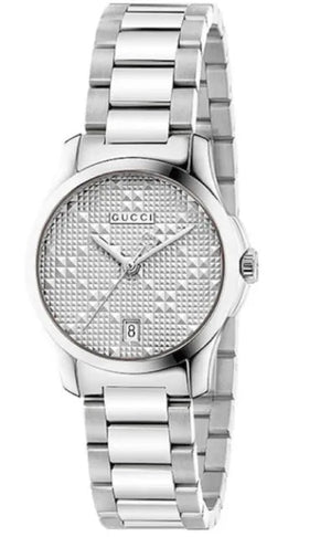 Gucci G Timeless Quartz Silver Dial Silver Steel Strap Watch For Women - YA126551 Authentic Buy Shop Now
