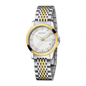 Gucci G Timeless Silver Dial Two Tone Steel Strap Watch For Women - YA126511 Authentic Buy Shop Now